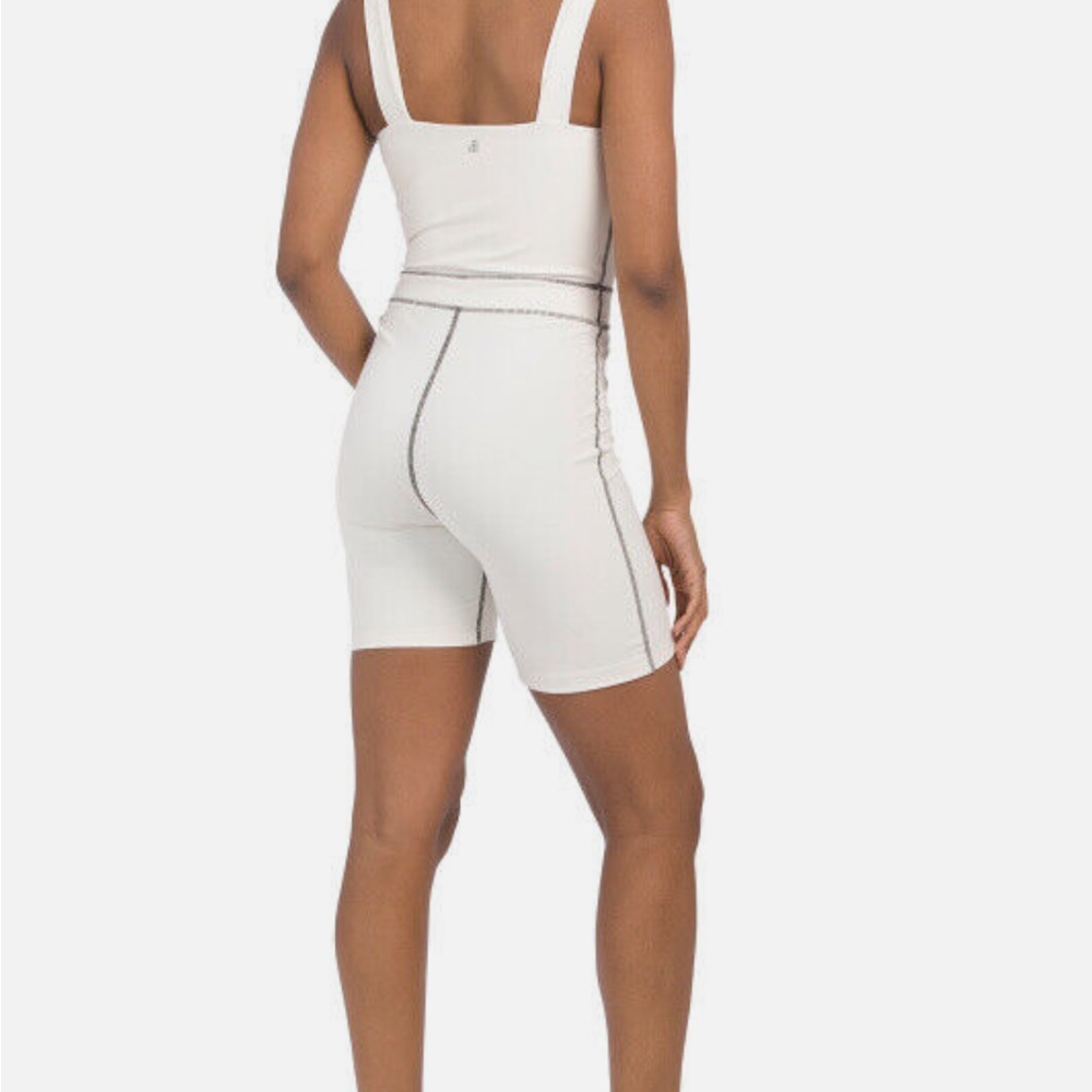 WeWoreWhat Corset Bodysuit Women’s Large Romper White W/Black Contrast Stitch - Picture 3 of 14
